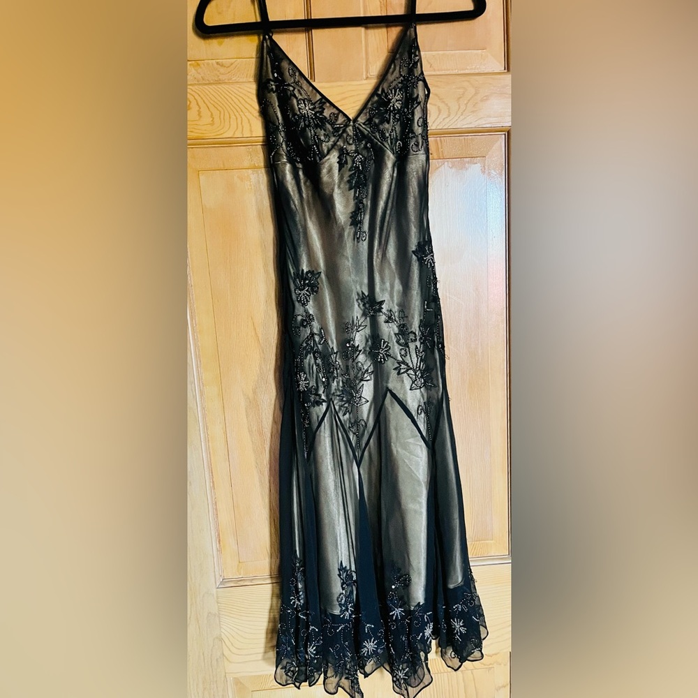 Elegant Beaded and Embroidered Dress w/ Gold Silk (Papell Boutique Evening 2006)